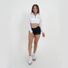 Terrel women basic crop jacket olah raga gym running lari yoga white