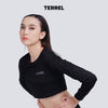 Terrel women Basic longsleeve crop black baju olah raga dryfit gym lari running yoga
