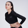 Terrel women Basic longsleeve crop black baju olah raga dryfit gym lari running yoga
