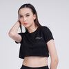 Terrel women basic tee crop black baju olah raga dry fit gym running lari yoga