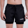 Terrel Sportswear - Compression Short Black Men Running Gym | Celana Olahraga Pendek Pria Inner Compression Stretch Saku HP Resleting