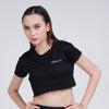 Terrel women basic tee crop black baju olah raga dry fit gym running lari yoga