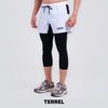 Terrel sportswear Compression Short Active White Celana olahraga panjang gym running lari pria
