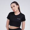 Terrel women basic tee crop black baju olah raga dry fit gym running lari yoga