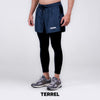 Terrel sportswear Compression Short Active Navy Celana olahraga panjang gym running lari pria