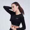 Terrel women Basic longsleeve crop black baju olah raga dryfit gym lari running yoga