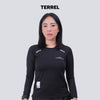 Terrel Kaos Lari Wanita Lengan Panjang Dashing Running Cool Tech Quick Dry untuk Running Gym Hitam