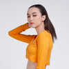 Terrel women Basic longsleeve crop yellow baju olah raga dryfit gym lari running yoga