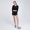 Terrel women Basic longsleeve crop black baju olah raga dryfit gym lari running yoga