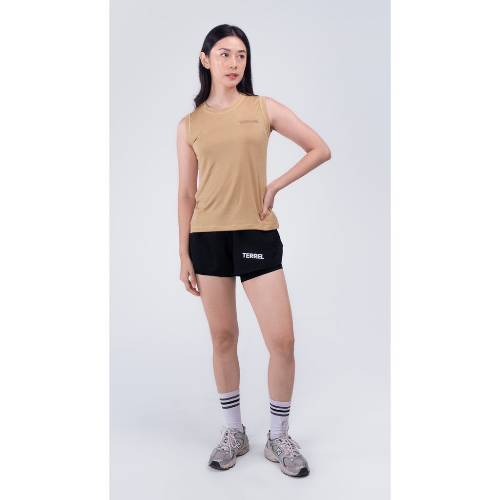 Crazy deals terrel sportswear basic tanktop cream women dry fit running gym yoga kaos olahraga wanita